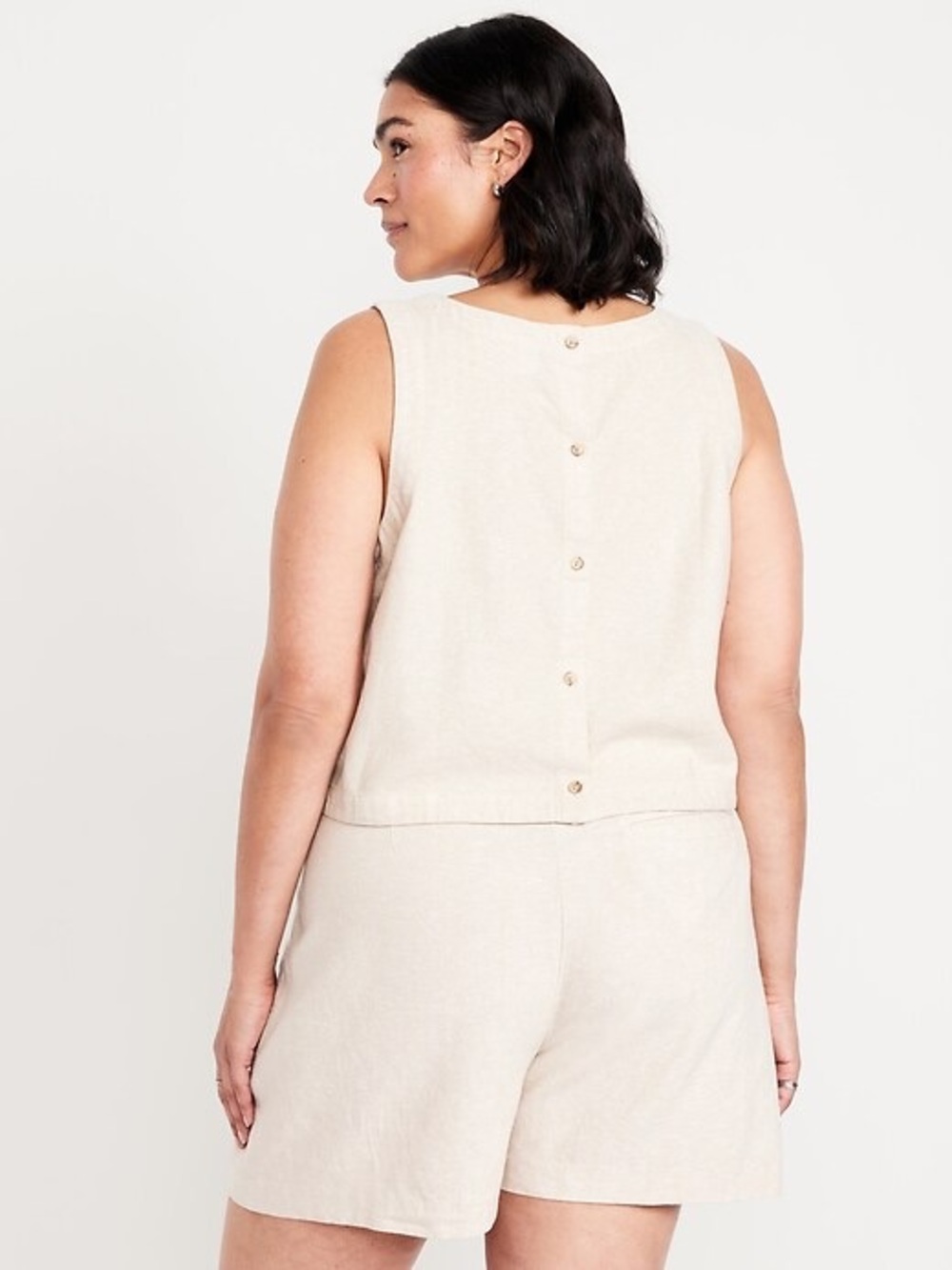 Old Navy High-Neck Button-Back Linen-Blend Top Size XLARGE